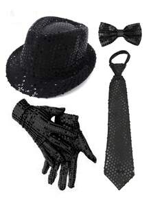 D EXCEED 1/4/5 件 70 年代 80 年代迪斯科和 Y2K 风格亮片手套，男女皆宜 - 非常适合复古角色扮演、迪斯科主题派对和 Y2K 狂欢聚会 - 彩色 - 查看 8