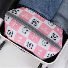 1 قطعة/2 قطعة حقيبة تنظيم الملابس الداخلية بطبعة الباندا الجميلة، سعة كبيرة متعددة الجيوب لتخزين الأغراض في المنزل والسفر، قابلة للطي وللحمل