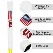Classic American Style, Usa Design Golf Pointer Cap, Direction Indicator Cap, PU Leather Positioning Rod, Practice Baseball Club Protective Cap - White - View 4