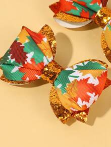 2pcs Thanksgiving Maple Leaf Printed Hair Bows For Women Girls Gold Glitter Bow Alligator Clips Maple Leaf Hair Clips Sparkly Holiday Barrettes Thanksgiving Gift Hairpins Women Hair Accessories, Claw Clips, Hair Claws, Hair Slide, Hair Barrettes
