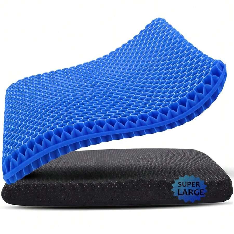 Gel Seat Cushion, Double Thick Egg Gel Cushion For Pressure Pain Relief, Breathable Wheelchair Cushion Chair Pads For Car Seat Office Chair (16x14x1.65inch)-973700 - 1-藍色超大1919165英寸 - 查看 1