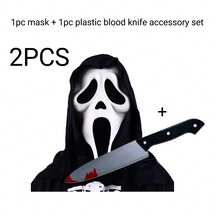 Scary Scream Mask, Horror Movie Killer Costume Prop For Halloween Adult Role Play - Multicolor - View 16