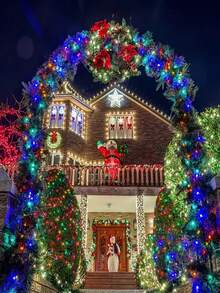 太阳能户外灯 - 暖光、彩色光、白光，8 种多色模式。高品质太阳能节日照明灯具，适用于斋月、圣诞节、情人节、婚礼、派对节日装饰、家居装饰、户外太阳能灯、节日装饰，灯光效果绚丽。 - 彩色 - 查看 5