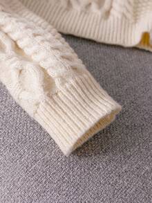 Áo len ngắn tay dài kiểu châu Âu màu trơn, cổ kéo khóa nửa thân, thích hợp mặc thường ngày cho bé gái tuổi teen, mùa xuân, thu và đông. - Màu be - Xem 6