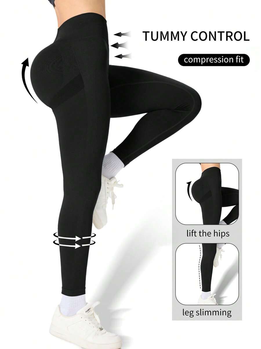 Plus-Size Women's Breasted Leggings That Lift The Hips And Tuck In The Abdomen Are Perfect For Outdoor Hiking - 黑色 - 查看 1