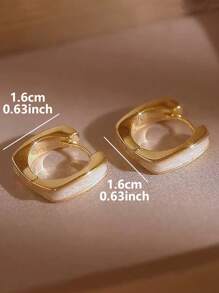 1 Pair Elegant Chic Luxury High-End White Drip Glaze Geometric Minimalist Design Casual Versatile Earrings, Suitable For Women's Daily Commute Wear