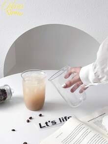 1 pieza Taza de vidrio borosilicato creativa, taza transparente simple para café o leche, botella de agua, lonchera, decoración - transparente - Ver 6