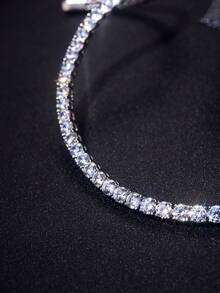 1 件 2-3 毫米顶级嘻哈风格四爪莫桑石钻石网链手链（延长链设计），925 纯银手链，闪亮奢华，精致细腻的珠宝时尚礼物，专为女性设计。