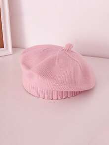 半件套纯色男女通用婴儿贝雷帽，新生儿幼儿艺术家帽，适合0-3岁宝宝，婴儿服装，婴儿秋/春季配饰，小女孩秋季服装，适合室内外，生日拍照道具装饰，婴儿礼物 - 彩色 - 查看 9