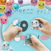 1/6/12/48 Pcs Adult Stress Relief Toys, Children Squeeze Octopus Stress Ball, Squeeze Toys, Children Squeeze Water Bead Squeeze Ball Toys, Suitable For Children And Adults, Christmas Easter Egg Fillers, Party Favors (Random Color & Style) - Multicolor - View 5