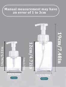 1个可重复灌装的透明真空瓶，适用于沐浴露、洗衣液、洗发水、润肤露、洗手液等。 - 無色 - 查看 11