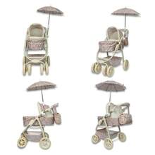 Carriola para Muñecas Estilo Vintage Modelo Noni IS-9662 Cochecito de Juguete para Niñas con Diseño Clásico Plegable y Ligera Ideal para Juego de Rol y Paseo de Muñecas Regalo de Cumpleaños Navidad - Caqui - Ver 2