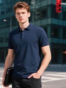 2025 Summer Men's Boyfriend Style Polo Shirt - Quick-Dry Ice Silk Lapel | All Sizes (XXS-XXL) | Ultra-Lightweight Breathable For Golf/Outdoor/Business/Casual - Navy - View 6
