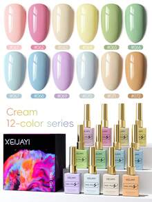 XEIJAYI 马卡龙凝胶指甲油套装，12色高光泽，持久UV/LED可卸凝胶，无酒精配方，充满活力的紫色系，适合春夏美甲 - 彩色 - 查看 3
