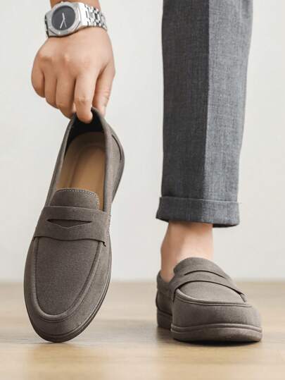 Designer Fashion Men's Slip-On Loafers, Faux Suede Casual Shoes, Soft, Comfortable, Breathable, Durable Flat Shoes, Versatile For Suits, Students, Graduation, Business, Party, Wedding, Spring/Summer/Autumn, Plus Size, Multiple Colors Available. Note: Runs Small, Please Order One Size Up. Old Money Chic Autumn