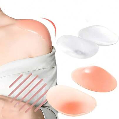 2 PCS Soft Anti-Slip Shoulder Pads Invisible Breathable Silicone Shoulder Pad Sticky Pad For Shoulder Slip Height Enhancer, Three-Dimensional Shoulder Pad (Skin)