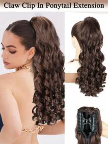 18 Zoll wellige Pferdeschwanz-Haarverlängerung mit Klammer, synthetische Fasern, natürlich weich und flauschig, Pferdeschwanz-Haarteil für täglichen Gebrauch von Frauen