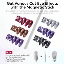 Cat Eye Gel Nail Polish Set, 6 Colors 9D Glassy Cat Eye Glitter Gel Polish Black Red Purple Blue Silver Brown Nail Polish All Seasons With Magnet Soak Off Led DIY Salon Gift-842643 - A2-月夜貓眼 - 查看 3