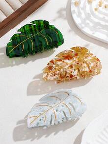 1pc Women's High-End Street Creative Leaf Design Large Hair Claw - Elegant Sweet Versatile Acrylic Hair Clip - Non-Slip Strong Fashion Headpiece - Suitable For Thick, Dense Hair - Suitable For Holidays, Parties, Daily Use And Gifts Hair Accessories Fashion Hair Claw Clips Autumn Accessories Fall Hair Clutch Winter Accessories - Multicolor - View 7