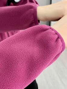 1件装 女士户外徒步登山330克加厚防风抓绒外套，冬季滑雪 - 酒紅色 - 查看 4