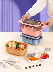 Customizable Lunch Box With Name And Photo (Fork And Spoon Included), Suitable For Adults Or Children, 3 Compartments, And Includes Cutlery. Microwave And Dishwasher Safe, Perfect For Back-To-School Lunches To Avoid Confusion - Multicolor - View 5
