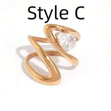 1 chiếc nhẫn Zirconia hình học độc đáo bằng thép không gỉ 18K, kiểu dáng nữ, thích hợp cho hẹn hò, kỷ niệm và các dịp đặc biệt khác, món quà trang sức tinh tế dành cho phái nữ. - Nhiều màu - Xem 9