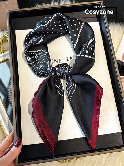 1 件佩斯利印花仿丝男士头巾、百搭围巾、头带、装饰品