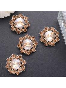 4pcs/Set Multi-Color & Size Rhinestone Hollow Out Classic Metal Buttons, DIY Decoration For Coat, Jacket, Sewing Supplies, Garment Accessories - Multicolor - View 14