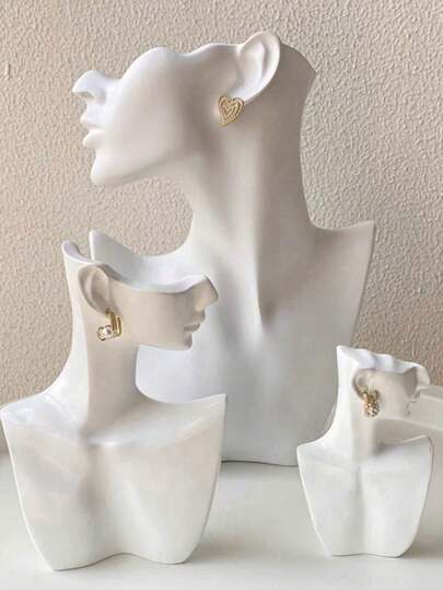 1 pieza Soporte de exhibición de aretes y collares con forma de cara lateral para la organización y exhibición de joyería, regalo para el Día de San Valentín, sol, viaje, vuelta a clases