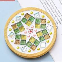 DIY Mosaik Fliesen für Basteleien, gemischte Farben Mosaik Sets mit Holz Untersetzer, handgemachte Glas Untersetzer Bastelsatz für Erwachsene, kreative handgemachte Heim Dekoration Geschenke. Beinhaltet runde & quadratische Bambus/Holz Tabletts, DIY Bastel-Materialien geeignet für Partys, Feiertage, Weihnachten
