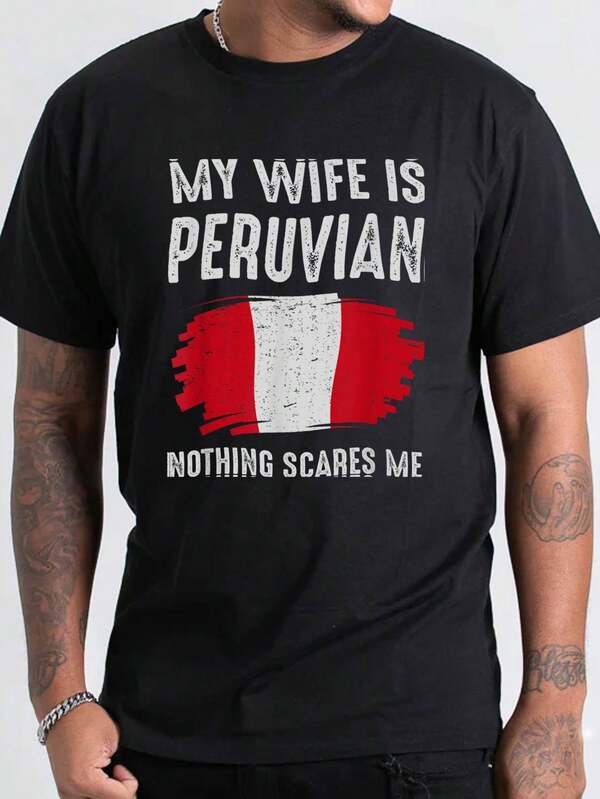 Peruvian Wife Design, Modern T- Shirt, High Durability, Men' S, And Flexible For A Game Of Volleyball On The Beach,100 Percent Cotton Shirts, Black Street Graphic Tees, Men's T-Shirt, Funny Graphic Vintage T Shirts,S-XXXL,Fall Clothes,Halloween Clothes