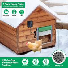 Automatic Chicken  Door, Solar Powered Door Opener With Timer & Light Sensor, 4 Modes IP65 External 2000mAh Power Supply Connection With Remote Control & Anti-Pinch Function For Family, Farms
