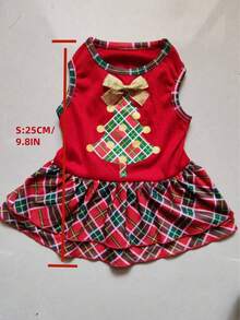 Pet Red Plaid Christmas Tree Dress, Small Cat Dog Clothes, Poodle Bichon Frise Outfits