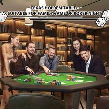 Pokertisch 8-Spieler, Achteckig Grün Casino Poker Tisch mit Edelstahl Getränkehaltern, 2-Fach Klappbar - Grüner Stahlbecher - Übersicht 2