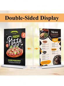 1/3pcs,4*6in,5*7in,A5 Size Transparent Acrylic Signage Display Stand Multipurpose Double-Sided Gold Frame Wedding Number Plate Table Flyer Menu Card Rack - Clear - View 8