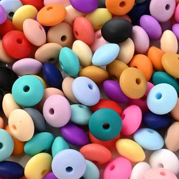100pcs/50pcs 12mm Silicone Abacus Beads, 13 Colors Silicone Round Beads For Keychain, DIY Necklace, Bracelet, Jewelry Crafts