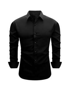 3-Pack Men's Shirts In The Same Color, Elegant And Versatile, Comfortable For Travel, Casual Sports, Can Be Worn As A Base Or Outerwear, Casual Shirts, Home Shirts, A Variety Of Colors To Choose From - màu đen - Xem 2