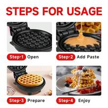 HONGMEI 1pc 350W 4-Inch Mini Waffle Maker, Makes Single Serving Waffles, Pancakes, Keto Waffles, Non-Stick Easy Clean - EU F Type Plug(220-240V) - View 6