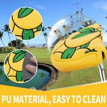 1 Pc Orange-Style Golf Putter Cover, Golf Club Head Cover, Golf Accessories Made Of PU Material, Waterproof And Wear-Resistant - Yellow - View 6