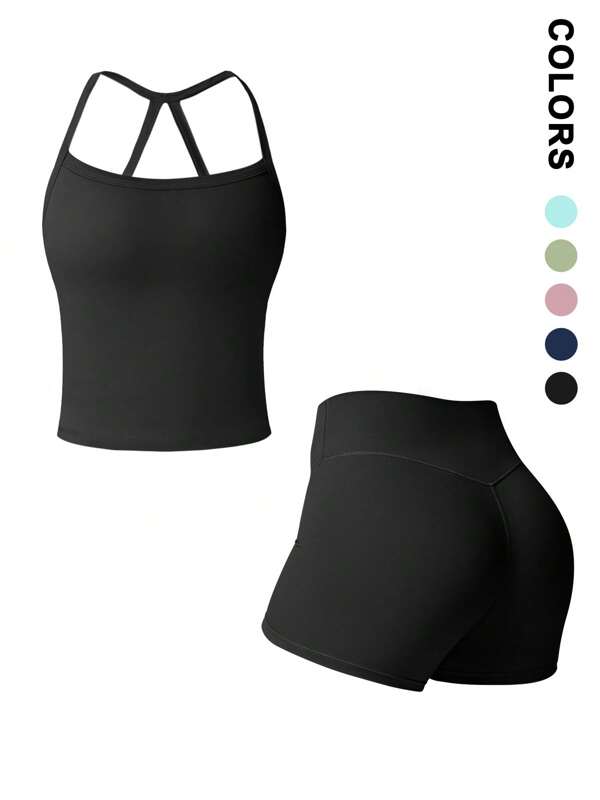 NcmRyu 1 Conjunto de ropa deportiva de unicolor minimalista, versátil para correr, yoga, fitness y ejercicio para mujer