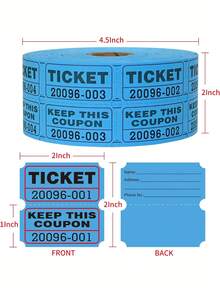 1000张抽奖券、情侣票、活动票、入场券、班级奖励、筹款活动和幸运抽奖，适用于大型活动、家庭聚会、节日派对 - 彩色 - 查看 4