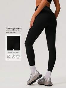 Sodalemon Women Running Workout No Front Seam Buttock Lifting Light Weight Eu Size Training Yoga Pants Casual Outdoor Sport Leggings Tights Black Spring - Black - View 4