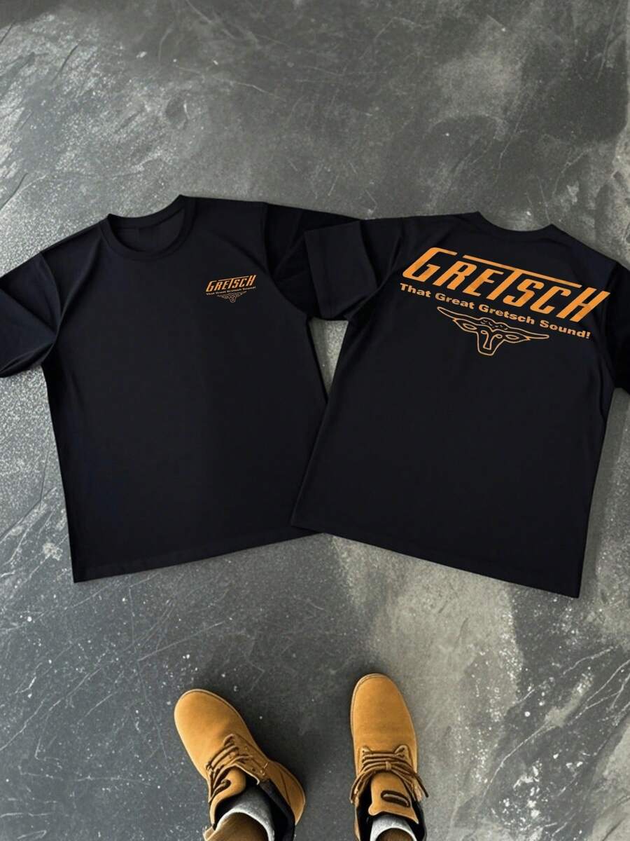 That Great Gretsch Sound! With Winged Steer Head Symbolizes Bold Spirit Musical Heritage On This Classic Fit Tshirt 220g - 黑色 - 查看 1