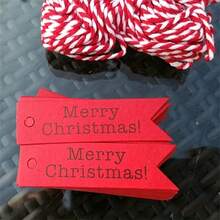 100pcs/Pack Christmas Kraft Paper Gift Tags With "Merry Christmas" & Fish Tail Design, With Strings For DIY Baking, Gift Wrapping - Multicolor - View 7