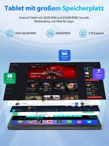 Relndoo 2025 Android 14 Tablet, 10.1-Inch Tablet With Keyboard, 4-Core CPU, 26GB RAM + 256GB ROM, 2.4G + 5G Wi-Fi, 1280*800 IPS FHD Screen, 5MP + 8MP Dual Camera, Type-C Port, 6000mAh, Supports Up To 1TB SD Card Expansion, 2-In-1 Tablet With Keyboard, Mouse, Stylus, Case And Screen Protector (No Adapter) - Green - 綠色 - 查看 3