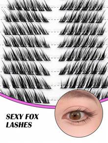 Asiteo 120 件 D 卷 DIY 睫毛延长狐狸眼睫毛漫画单根睫毛簇睫毛化妆睫毛簇、睫毛簇、单根睫毛、睫毛、假睫毛 - D - 查看 4