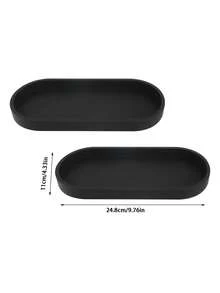 2pcs Vanity Tray Set, Decorative Silicone Storage Tray In Black Color, Small Tray For Bathroom Sink, Bathtub, Kitchen Sink And Toilet, Christmas Home Decor, Decor, Christmas, Table Decor, Wooden Tray, Old Money Style, Flower Vase, Plates, Wooden Tray, Plate, Coffee Table, Decorative Tray, Table Decor, Ornaments Home, Black Ornaments, Sofa Arm Tray, Boho Vibes,For Holiday Beach, Bathroom Collection, Bedroom Collection, Large Capacity - màu đen - Xem 19