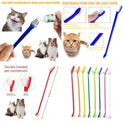 Dog Toothbrush Set Of 8 Dual Headed Dental Hygiene Brushes For Small To Large Dogs Easy Teeth Cleaning And Dental Care Dog Tooth Brushes For Small To Large Dogs Cats And Most Pets