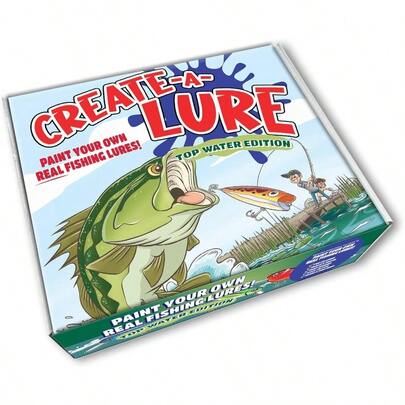 CreateALure Top Water Edition Lure Making Kit Paint Your Own Fishing Lures Painting Crafts With 2 Lures KidSafe Washable Paint Colors Paint Brushes And Hooks
