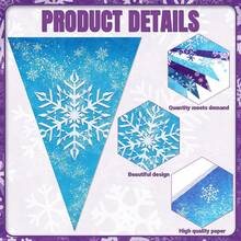 5套冬季派对装饰雪花三角旗雪旗纸旗冬季冰雪奇缘生日派对装饰用品 - 彩色 - 查看 7